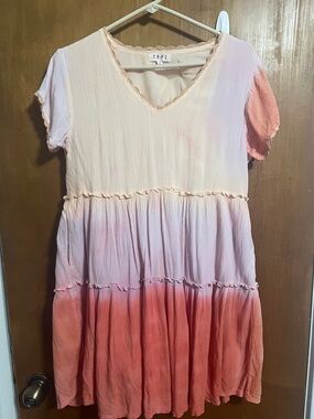 THML Tiered Ombre Pink Peach Dress Small